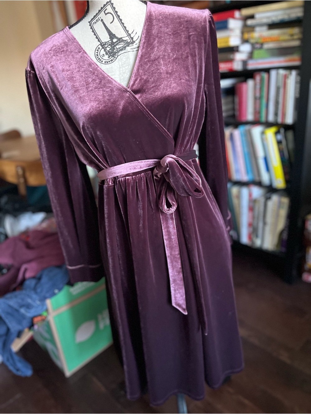 Gap Maternity Velvet Wrap Dress Robe in Plum